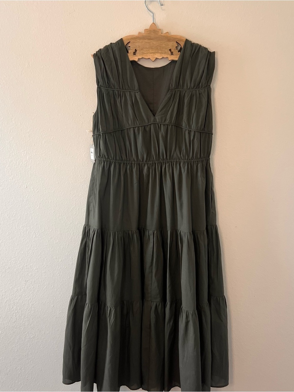 Haven Well Within Tiered Midi Dress — Olive Green — Size M — NWT - Picture 2 of 10